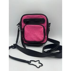 Y2K Fox Racing Pink Monogram Crossbody Bag Moto Chain Strap Great Condition